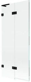 Mexen Lunar L, 2-krídlová vaňová zástena ľavá 80 x 150 cm, číre sklo, čierna matná, 897L-080-100-70-00-L