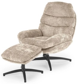 Křeslo s podnožkou Dario krémové