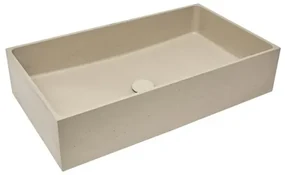 Umývadlo na dosku SAT Cemento 64x37 cm piesková mat bez otvoru pre batériu, bez prepadu CEM6437P
