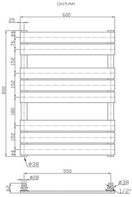 Erga Classic, vykurovacie teleso 800x600 mm, 508W, čierna matná, ERG-LAV-CLAS-120450-BK