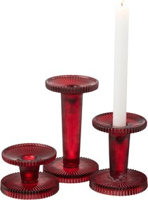 Sada 3 skleněných svícnů Nelly třešňově červená – 9,8*9,8*6,2 cm