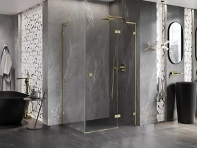 Mexen Lunar L, 1-krídlový sprchový kút, pravý, 100 x 80 cm, 8mm číre sklo, zlatý matný profil, 834L-100-080-55-00-P