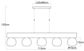 Globo 15656-5H - Luster na lanku MOITAS 5xE27/40W/230V