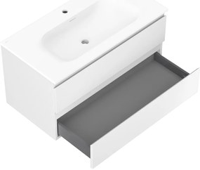 Mexen Orio, kúpeľňová skrinka 90 cm s umývadlom Vela, 2 zásuvky, biela matná, 91A10-09047-2-BFF01-W23M01