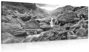 Obraz vysokohorské vodopády v čiernobielom prevedení Varianta: 120x60