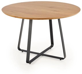 Čierny jedálenský stôl s dubovou doskou NOCTURNE 120x120