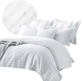 BAMBUSOVÉ OBLIEČKY STRIPE WHITE 180X200 CM, 2KS 70X80 CM, 4 KS 40X40 CM BIELE