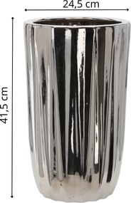 Keramický obal na květináč Frosis 24,5 cm stříbrný