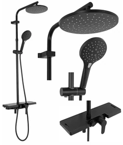 REA - Santos sprchový set s batériou 150mm,  čierna, REA-P8803