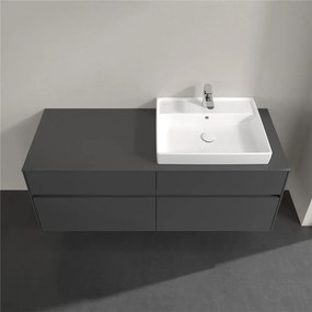VILLEROY &amp; BOCH Collaro závesná skrinka pod umývadlo na dosku (umývadlo vpravo), 4 zásuvky, 1400 x 500 x 548 mm, Glossy Grey, C08600FP