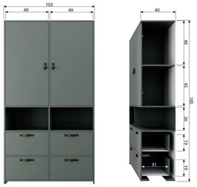 Sivá šatníková skriňa z borovicového dreva vtwonen Soap