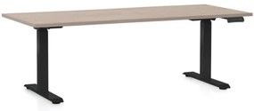 Výškovo nastaviteľný stôl OfficeTech C, 180 x 80 cm, čierna podnož, dub