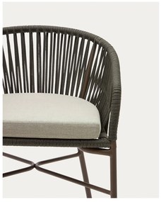 Zelená kovová/polstrovaná záhradná barová stolička Yanet – Kave Home