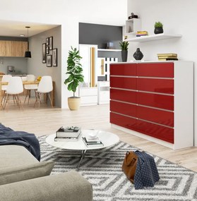 Komoda K160 10SZ CLP červená, lesk