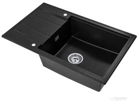 Gamma Modern 8010, 1-komorový granitový drez 800x500x210 mm, čierna škvrnitá, GMA-ZM-8010-BP