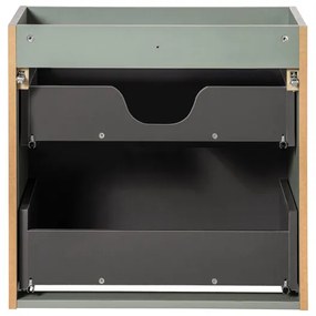 Závěsná skříňka pod umyvadlo Line Reed Green s deskou 60 cm zelená/dub casella