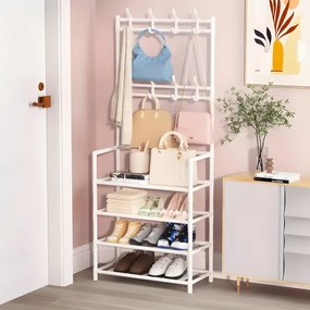 Vešiak na kabáty s botníkom HANI biely