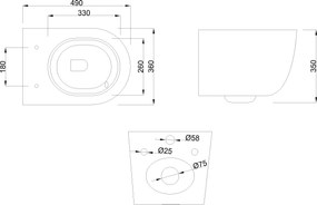 Invena Tavro, závesná misa 490x360x350 mm + WC sedadlo, QFS, čierna matná, INV-CE-71-005-Y