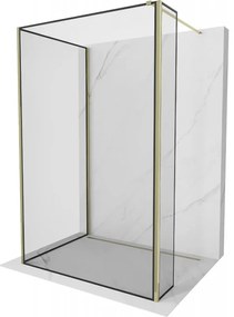 Mexen Kioto sprchová stěna Walk-in 120 x 80 x 40 cm, černý vzor, zlatá - 800-120-080-221-50-70-040