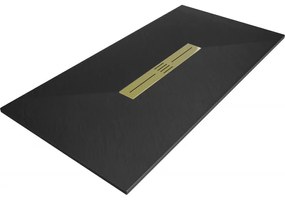 Mexen Toro, SMC obdĺžniková sprchová vanička 170 x 90 cm, čierna, zlatá krytka, 43709017-G
