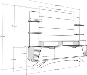 Deparo TV stena z orechového dreva a biela