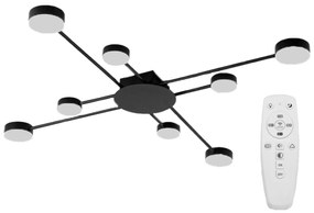 Toolight - LED stropné svietidlo 8-ramenné 8x40W APP210-3CPR + diaľkové ovládanie, čierna, OSW-08465