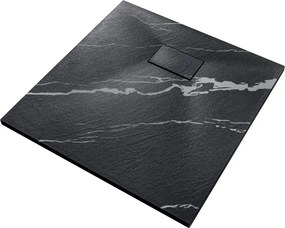 Besco Štvorcová sprchová vanička z SMC kompozitu VEXO MARBLE BLACK SQ 80x80 (90x90) BESCO-Rozmery: 80x80