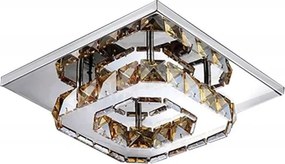 Toolight - Krištáľová hranatá stropná lampa Glamour 8W, teplé svetlo, APP405-C, chrómová, OSW-65003