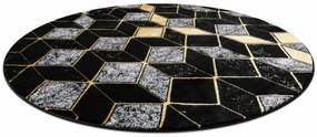 Koberec GLOSS 400B 86 kruh glamour, art deco, 3D geometrický - čierny / zlatý