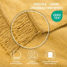 BAVLNENÁ DEKA BAT 150X200 CM HORČICOVÁ