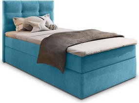 Čalúnená posteľ boxspring GLORIEN VELVET 100x200 cm modrá Matrac: Matrac Bonell pružinový