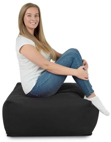 Plyšová taburetka kocka čierna