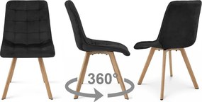 Jedálenská stolička CIEZA 360 zamatová, čierna / hnedé nohy