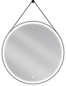 Mexen Reni, LED kúpeľňové zrkadlo s podsvietením 90x90 cm, 6000K, čierny rám, ochrana proti zahmlievaniu, 9812-090-090-611-70