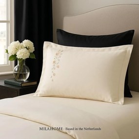 Krémové obliečky na jednolôžko z bavlneného saténu s plachtou/6-dielne 140x200 cm Maison Bloom – Mila Home Luxury