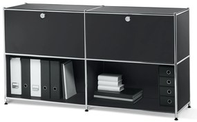 Kovová odkladacia skrinka »CN3« s nastaviteľnými výklopnými priehradkami, čierna
