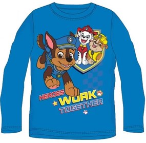 E plus M - Chlapčenské bavlnené tričko s dlhým rukávom Tlapková patrola - modré 110