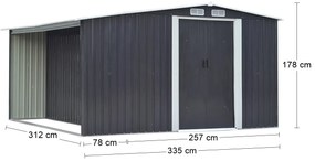 Plechový záhradný domček Toolster 312x335x178 cm - sivá
