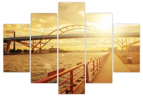 Obraz mosta pri západe slnka (150x105 cm)