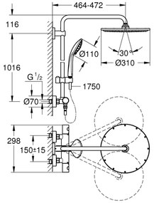 GROHE 26075GL0 - Sprchový systém EUPHORIA SYSTEM 310 450 mm zlatý