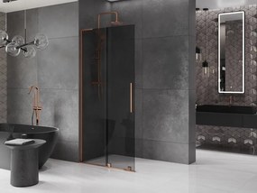 Mexen Velar L, posuvná sprchová zástena Walk-in 90 x 200 cm, 8mm šedé sklo, ružové zlato, 871-090-003-43-60