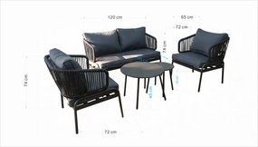 Sada záhradného nábytku Houseland Toronto pre 4 osoby sivá