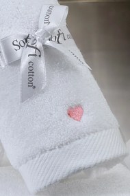 Soft Cotton Darčekové balenie uterákov a osušiek MICRO LOVE Biela / červené srdiečka
