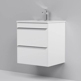 Skrinka s umývadlom 55 AM.PM Hit MTAFHX0552WG závesná, 2 zásuvky, lesklá biela