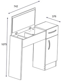 Toaletný stolík INCI 108,8x74,2 cm biela