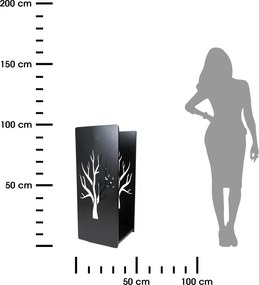 Kovový stojan na drevo Tree, 40x100 cm, čierna