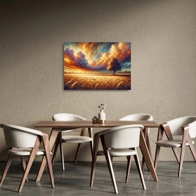 Sklenený obraz – Strom na poli (70x50 cm)