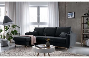 Tmavosivá rozkladacia rohová pohovka Miuform Scandic Lagom, ľavý roh