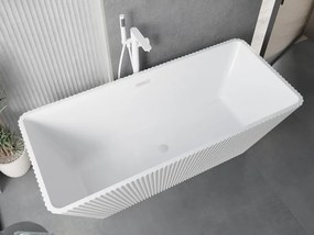 Mexen Tava, voľne stojaca ryhovaná vaňa 170 x 75 cm, biela lesklá, biely prepad, 52851707500-20