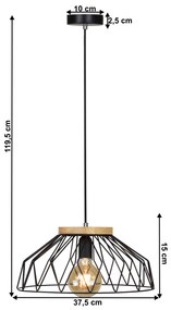 Visiaca lampa, čierna/prírodná, drevo/kov, TREX TYP 2
